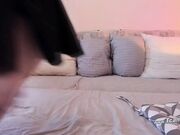 Blonde Tranny Spreads Her Legs and Faps Her Cock