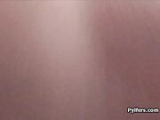 Flat blonde slides on mall cops cock