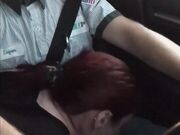 Redhead Teen Gobbles Cock in Audi Ride