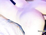 Shemale got pounded by babe fake cock