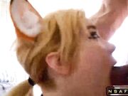 Stepsister Swallows Dick Close Up Cum in Mouth