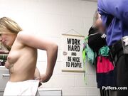 Sloppy deep throating by petite blonde suspect