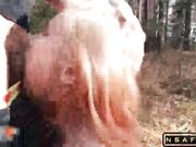 Redhead Stepsister Sucked and Hard Fucked in the Forest
