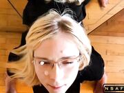 Pretty Stepsister Suck Dick in Front of the Mirror