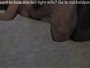 Curvy blonde Liisa sucking a stiff black cock