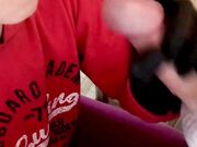 Black-Gloved Girl Mouthful of Cum After a Kinky BDSM Blowjob