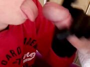 Black-Gloved Girl Mouthful of Cum After a Kinky BDSM Blowjob