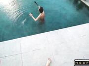 Accidentally Cum in her Pussy near the Rooftop Pool