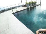 Accidentally Cum in her Pussy near the Rooftop Pool