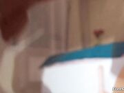 Hot Brunette Riding Dildo while Rubbing Her Clit