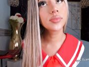 Stunning Trans Kneels Down And Suck A Girlock