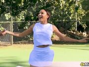Cassie the tennis instructor having fun