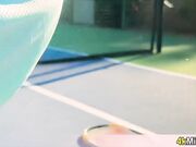 Cassie the tennis instructor having fun