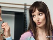 Busty cougars scissoring with hottie