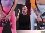Boxing lesson with two busty MILF sluts