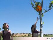 Playing frisbie with my petite stepsis
