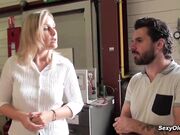 Tall MILF gets fucked in the warehouse