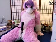 Pink furry Vicky Tart CANNOT GET ENOUGH of VacuGlide.