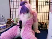 Pink furry Vicky Tart CANNOT GET ENOUGH of VacuGlide.