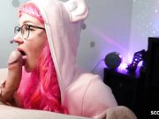 Cosplay POV Blowjob with German Teen