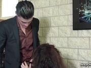 MILF secretary sucks and fucks