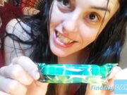 Kinky Girl Teases with Hairy Pussy and a Tampon