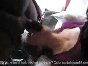 Housewife lets big black cock fuck her then swallows