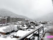 Blonde Russian Exhibitionist Flashes on Balcony