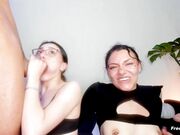 Horny Besties on Their Knees to Worship Hard Dicks