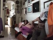 Big Cock Blowjob While Our Friend is Distracted by TV!