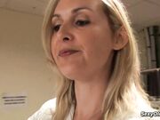 Tall French MILF sucks and fucks