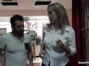 Tall French MILF sucks and fucks