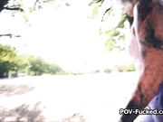 Beautiful Luna milks total stranger for rent money