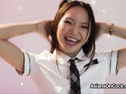 Naughty Asian coed enjoys milking and riding a BWC