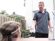 Cute and skinny teen gets fucked outdoor