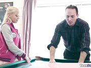 Playing pool with extra tiny Marsha May