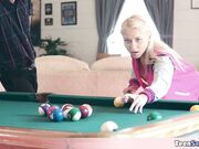 Playing pool with extra tiny Marsha May