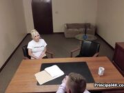 Bikini milf blows head teacher at his office