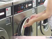 This sexy teen bored in the washing room