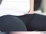 This sexy teen bored in the washing room