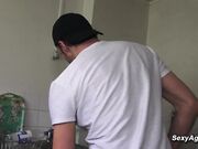 Big cock janitor fucks busty MILF