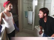 Petite blonde stepsis kitchen quickie