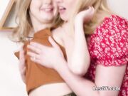 Petite hottie tag teamed by horny milf duo