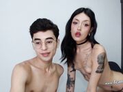 Petite Transwoman Sucks Her Partner's Stiff Penis