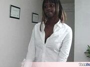 This cute ebony teen visits her mentor