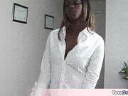 This cute ebony teen visits her mentor