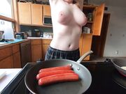 Big-Titted Housekeeper Handles 3 Sausages in BDSM Parody Video
