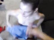 Jeans-Clad Teen Gives Amateur Blowjob on Webcam