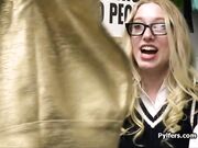 Short geeky blonde fucked by officer