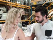 Tall blonde French MILF anal fucked